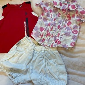 Lots of Armani Baby 6M clothes. Red tank is new. 2 tops and 1 pants